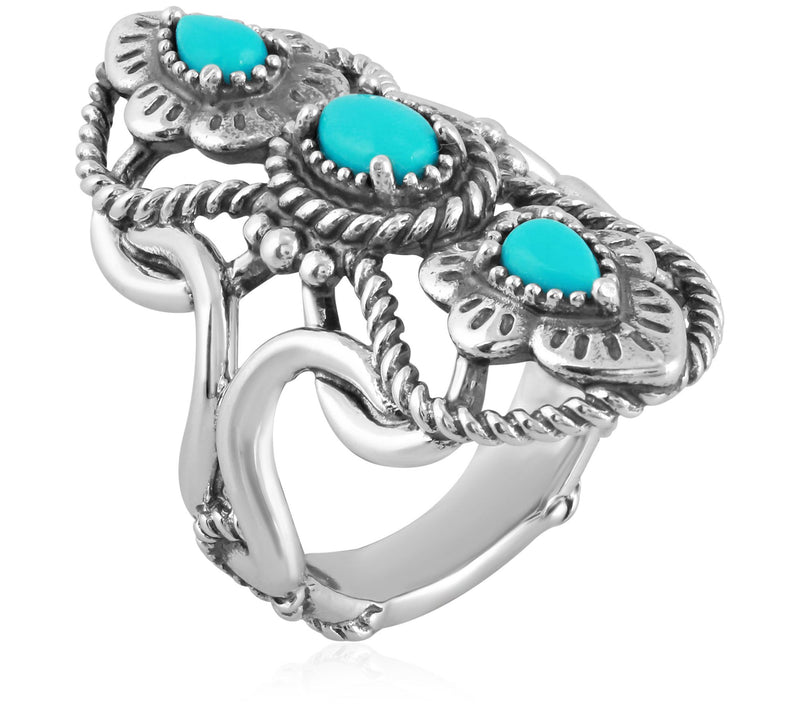 American West Sterling Silver Elongated Gemstone Ring — View 4