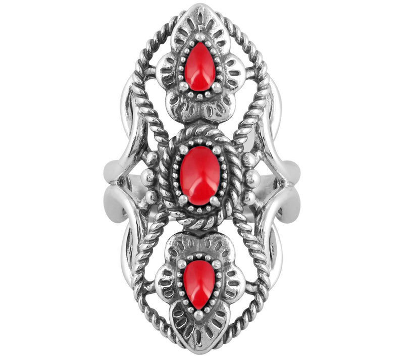American West Sterling Silver Elongated Gemstone Ring — View 2