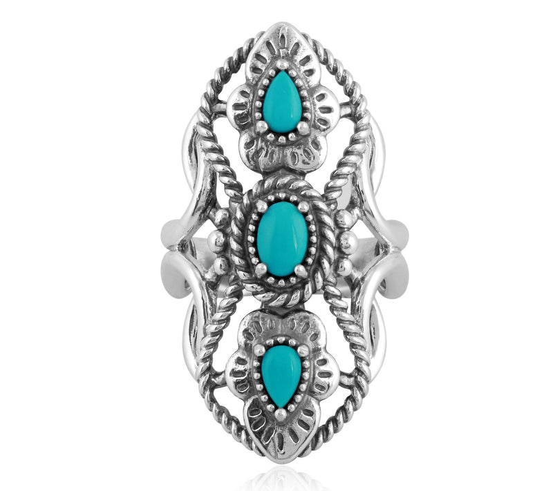 American West Sterling Silver Elongated Gemstone Ring — View 10