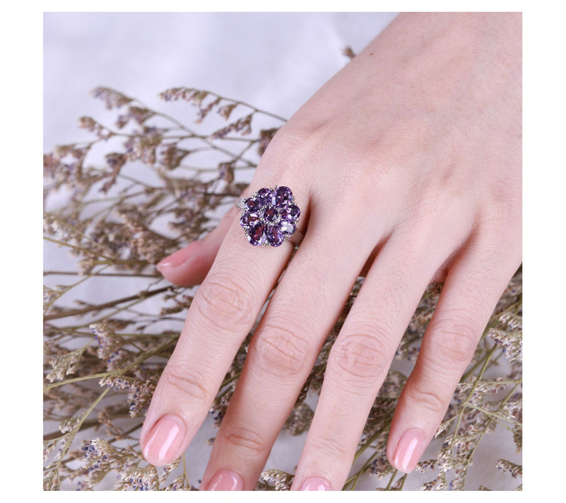 Ariva Sterling Silver Amethyst Sabrina Ring — View 5