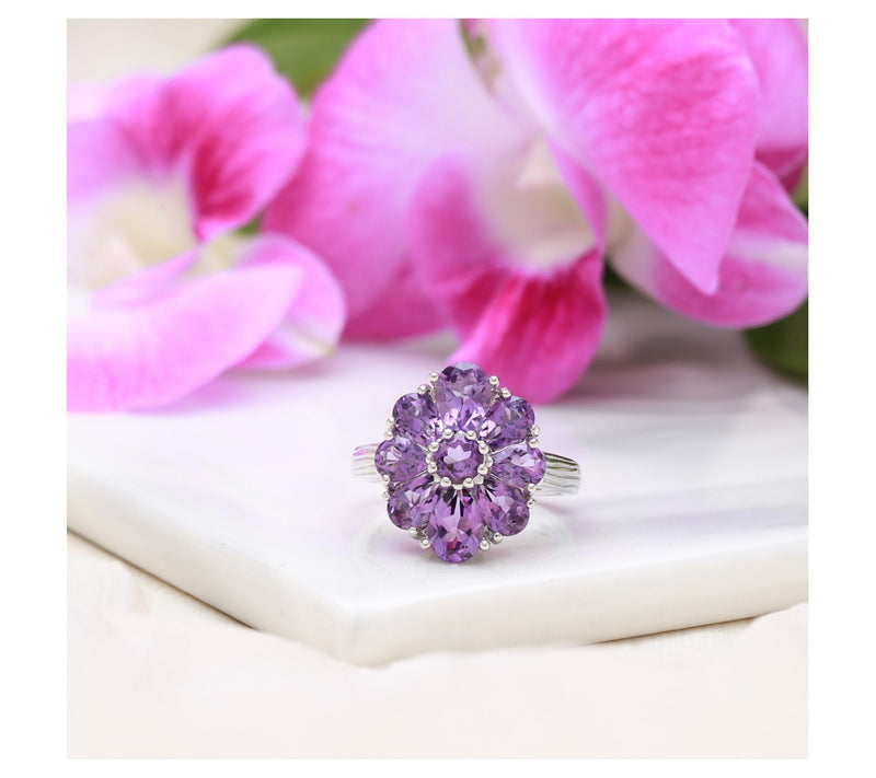 Ariva Sterling Silver Amethyst Sabrina Ring — View 4