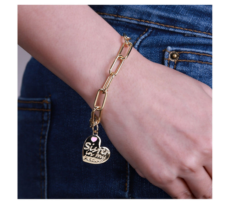 Ariva 18K Gold Clad Sister in My Heart Bracelet — View 3