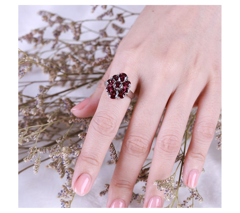 Ariva Sterling Silver Rhodolite Sabrina Ring — View 5