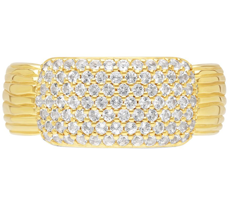 Ariva 18K Gold Clad White Topaz Pave Carissa Ring — Main view