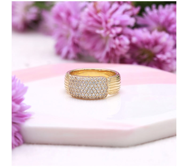 Ariva 18K Gold Clad White Topaz Pave Carissa Ring — View 4