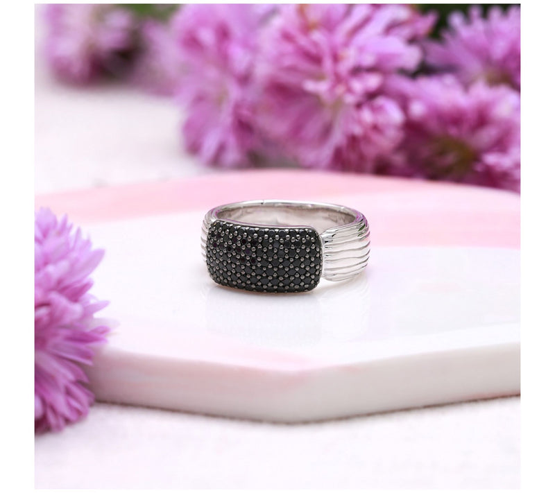Ariva Sterling Silver Black Spinel Pave CarissaRing — View 4