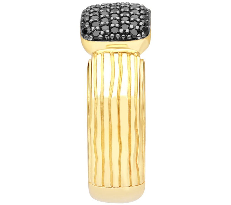 Ariva 18K Gold Clad Black Spinel Pave Carissa Ring — View 3