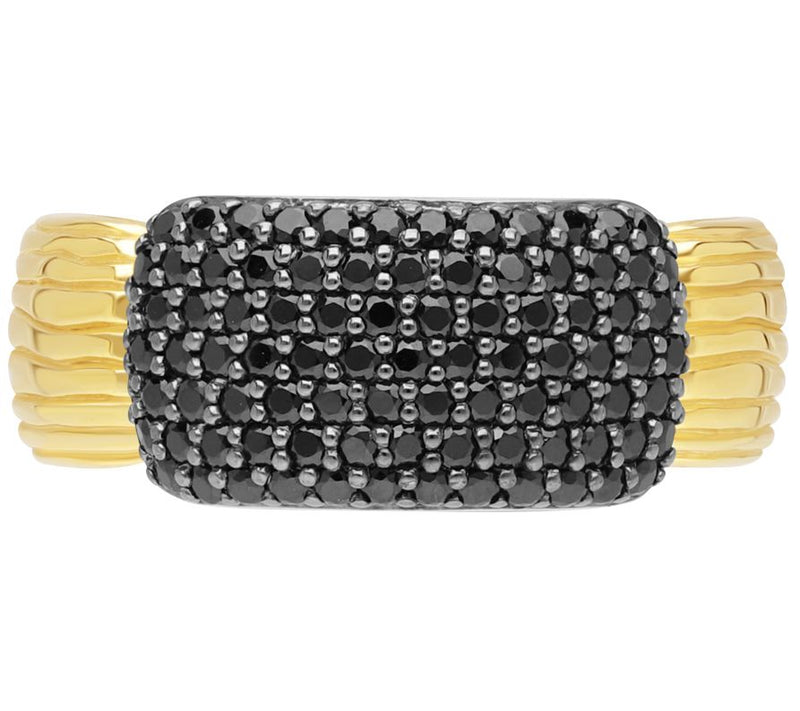 Ariva 18K Gold Clad Black Spinel Pave Carissa Ring — Main view