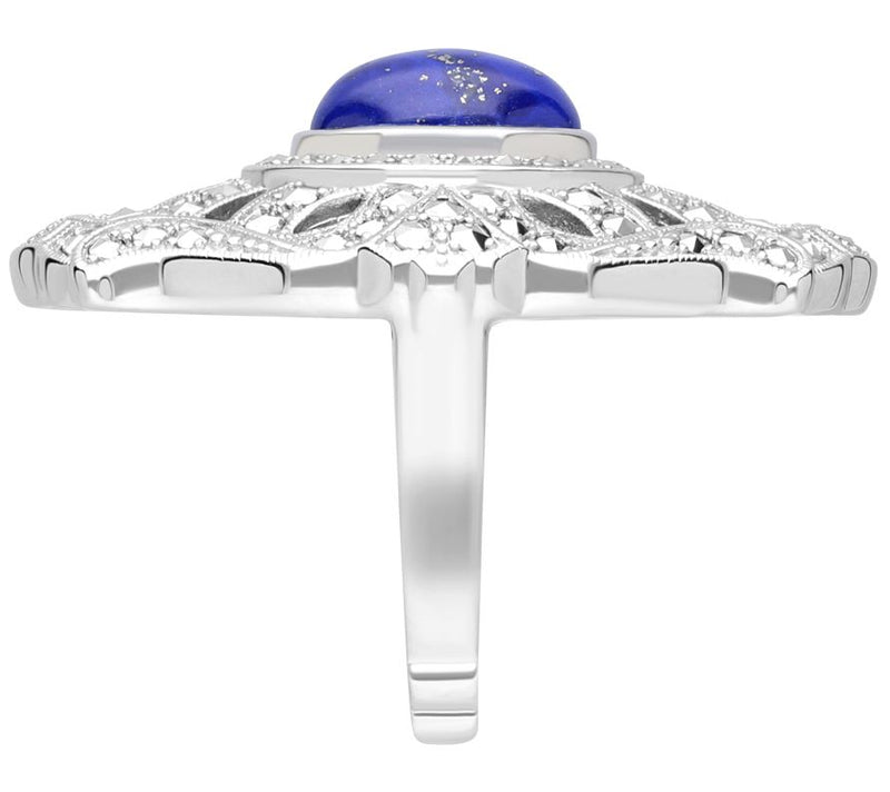 Dallas Prince Sterling Silver Chrome MarcasiteLapis Ring — View 4