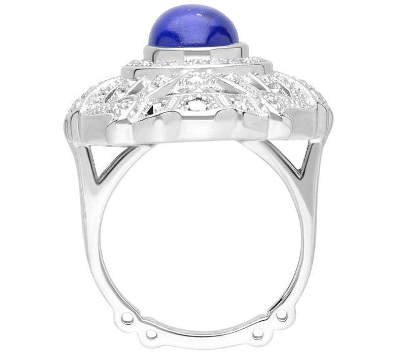 Dallas Prince Sterling Silver Chrome MarcasiteLapis Ring — View 3