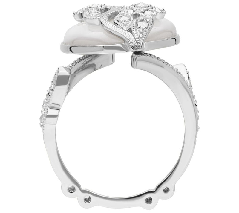 Dallas Prince Sterling Mother of Pearl Chrome Marcasite Ring — View 3