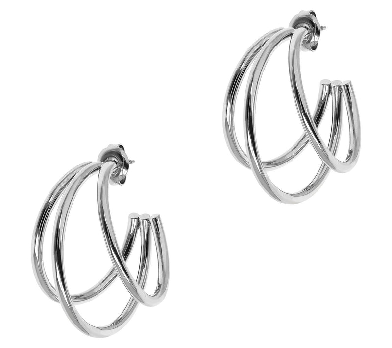 Steel by Design Polished Open Triple Hoop Earrings — Main view