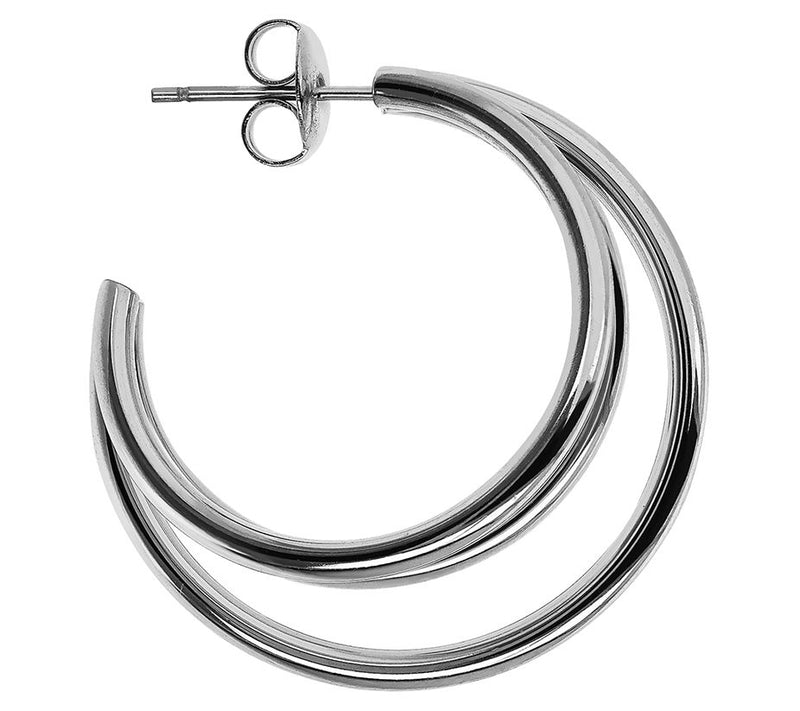 Steel by Design Polished Open Triple Hoop Earrings — View 2