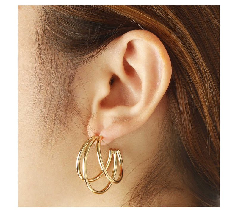 Steel by Design Polished Open Triple Hoop Earrings — View 3