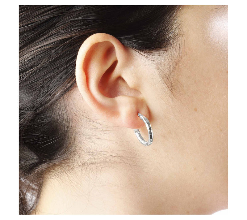 Bronzo Italia Hammered 3/4" Round Hoop Earrings — View 3