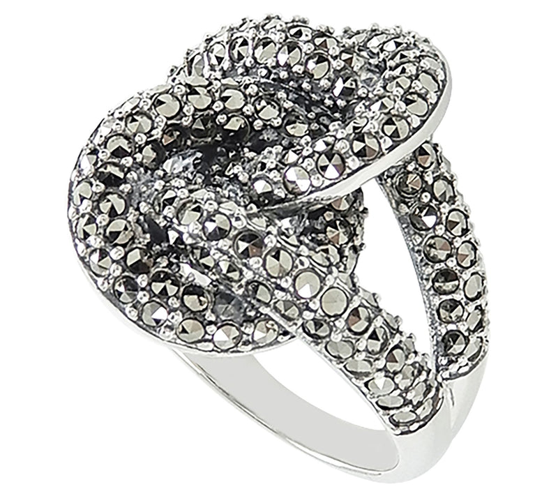 Suspicion Sterling Silver Marcasite Knot Ring — View 4