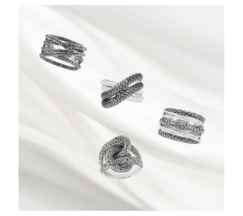 Suspicion Sterling Marcasite Bold Highway Ring — View 3