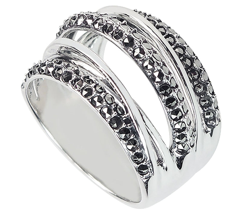 Suspicion Sterling Marcasite Bold Highway Ring — View 4