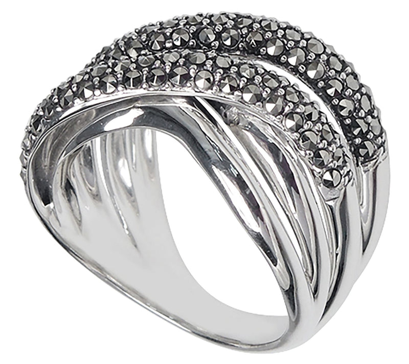 Suspicion Sterling Marcasite Criss-Cross Ring — View 4