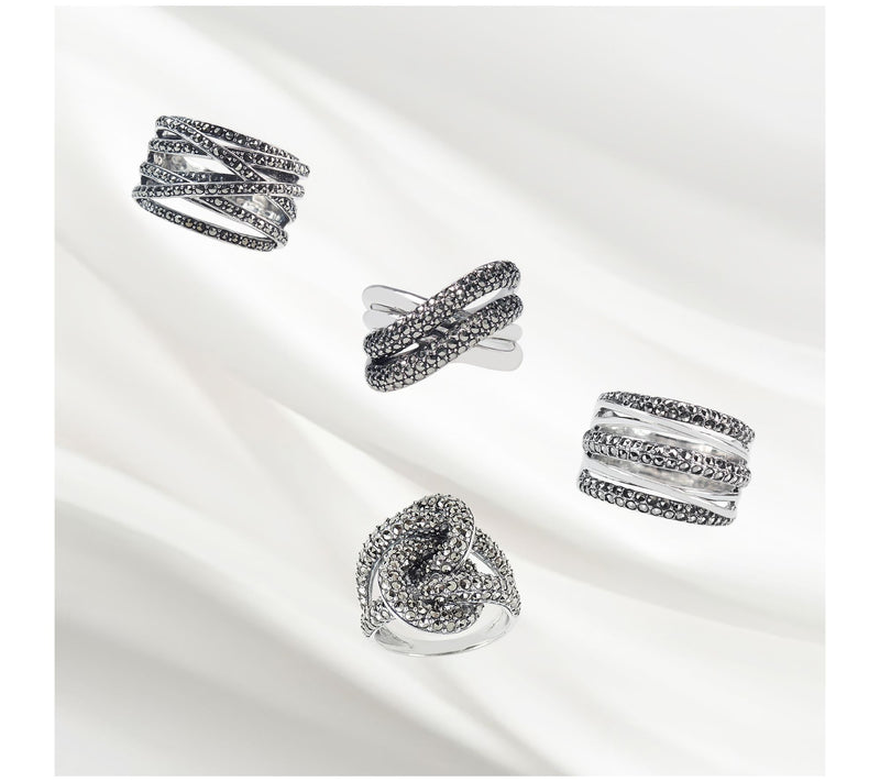 Suspicion Sterling Silver Marcasite Highway Ring — View 5