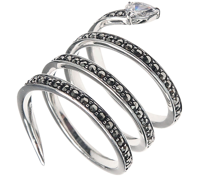 Suspicion Sterling Simulated Diamond & Marcasite Snake Ring — View 4