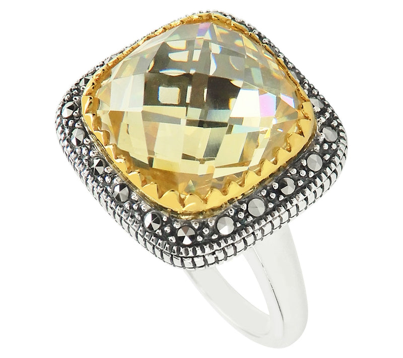 Suspicion Goldtone Sterling Canary & MarcasiteRing — View 4