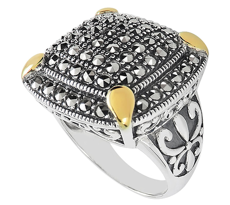 Suspicion Two-Tone Sterling Marcasite StatementRing — View 4