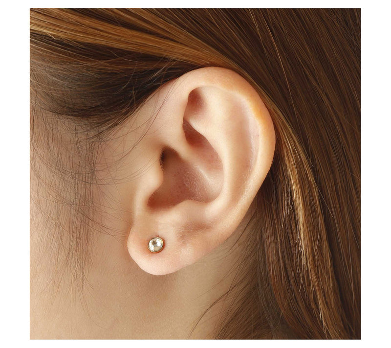 Steel by Design Bezel Set Crystal Stud Earrings — View 3