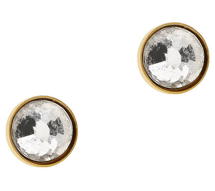 Steel by Design Bezel Set Crystal Stud Earrings