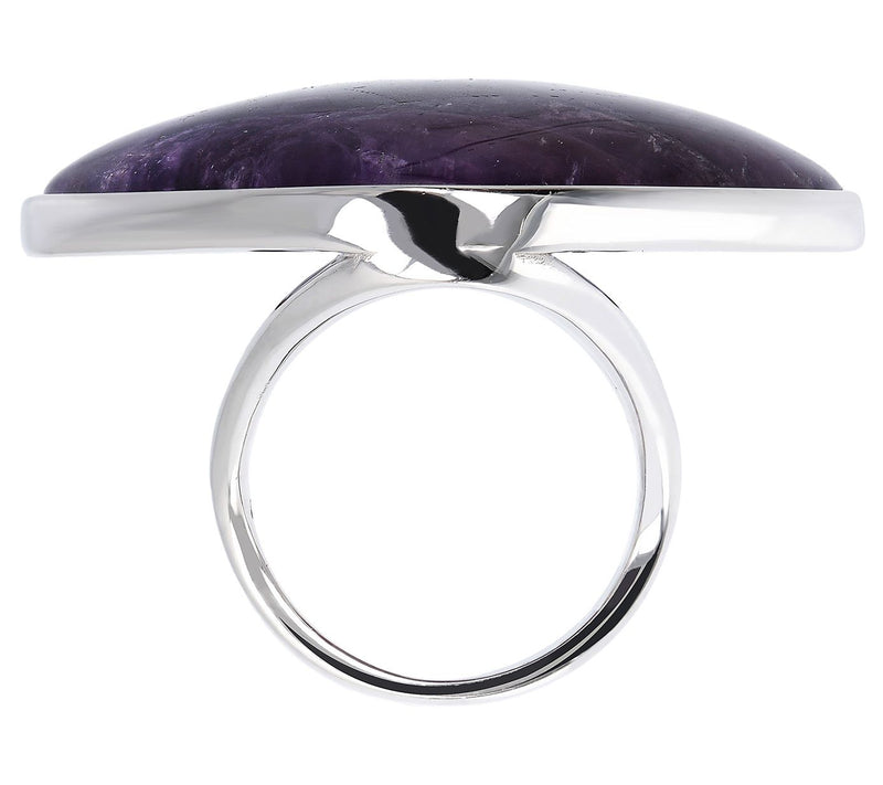 Italian Silver Cushion Cut Gemstone Ring — View 3