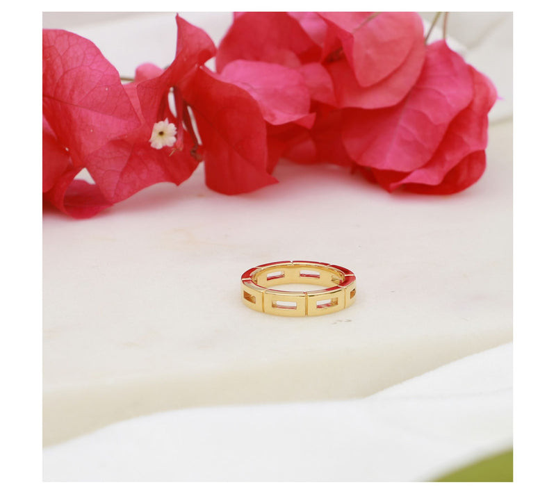 Elyse Ryan 14K Gold Clad Modern Link Band Ring — View 4
