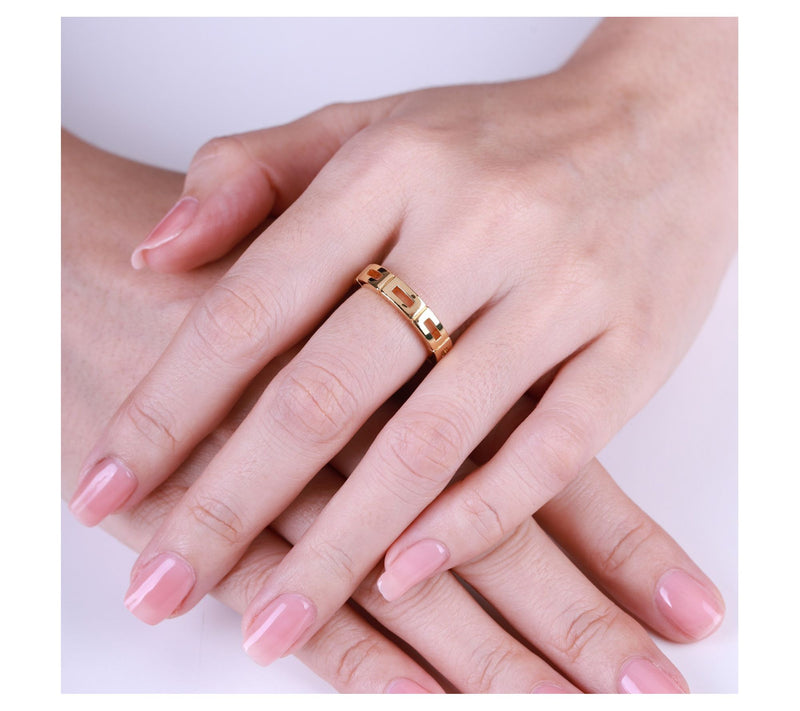 Elyse Ryan 14K Gold Clad Modern Link Band Ring — View 5