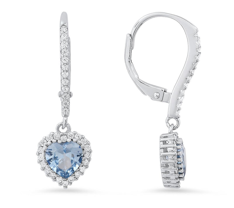 Sterling Silver Heart Birthstone Halo LeverbackEarrings — View 15