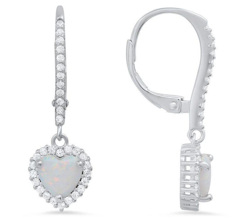 Sterling Silver Heart Birthstone Halo LeverbackEarrings — View 16