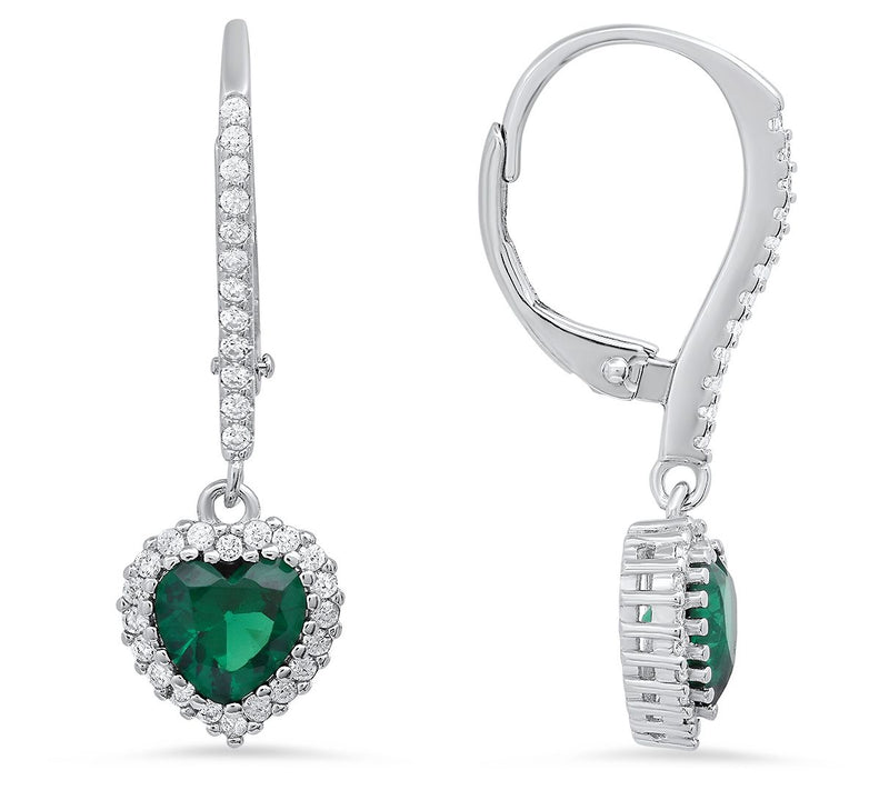 Sterling Silver Heart Birthstone Halo LeverbackEarrings — View 18