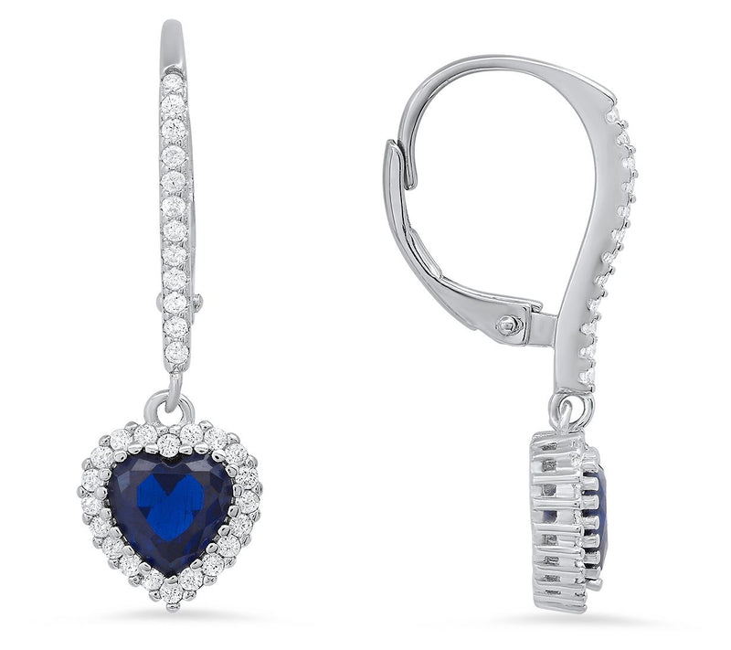 Sterling Silver Heart Birthstone Halo LeverbackEarrings — View 19