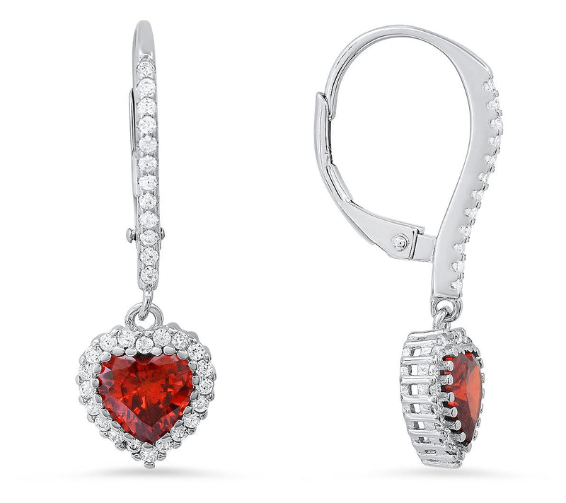 Sterling Silver Heart Birthstone Halo LeverbackEarrings — View 22