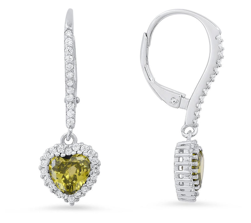Sterling Silver Heart Birthstone Halo LeverbackEarrings — View 23