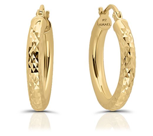 Or Paz Sterling Silver 3/4'' Diamond Cut Hoop Earrings — View 7