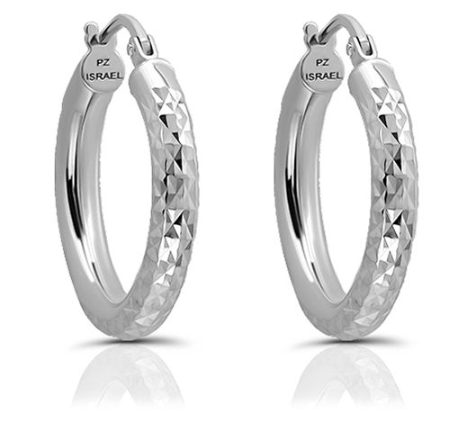 Or Paz Sterling Silver 3/4'' Diamond Cut Hoop Earrings — View 8