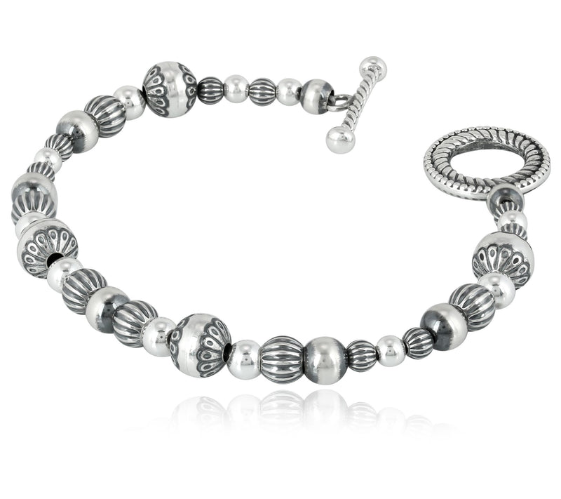 American West Sterling Silver Bead Toggle Bracelet — View 3