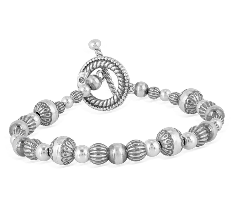 American West Sterling Silver Bead Toggle Bracelet — View 4