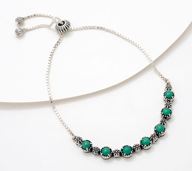 American West Sterling Silver Friendship Gemstone Adj. Bracelet — View 5