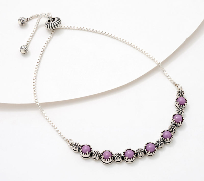 American West Sterling Silver Friendship Gemstone Adj. Bracelet — View 11