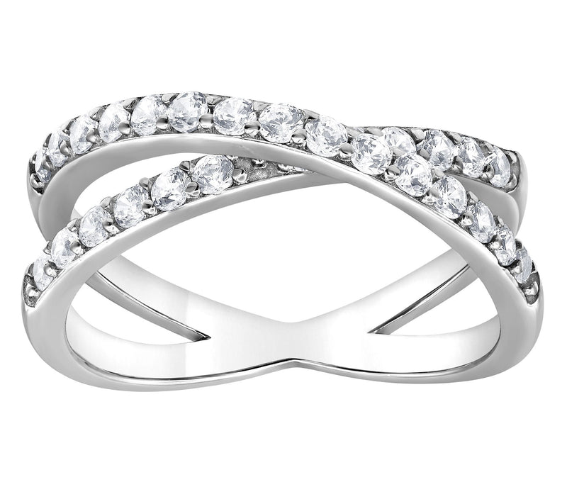 Diamonique 1.15 cttw Criss Cross Wedding Ring,Sterling Silver — Main view