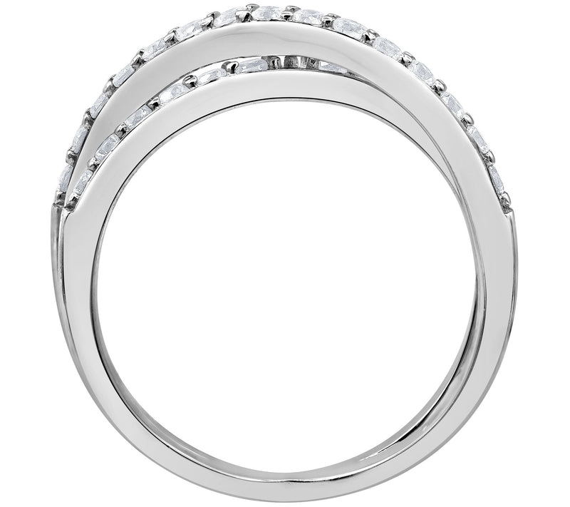 Diamonique 1.15 cttw Criss Cross Wedding Ring,Sterling Silver — View 4