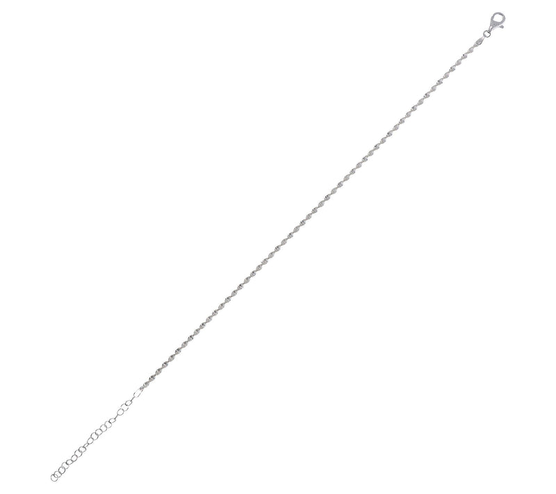 UltraFine Silver Twisted Herringbone Ankle Bracelet 2.8g — View 4
