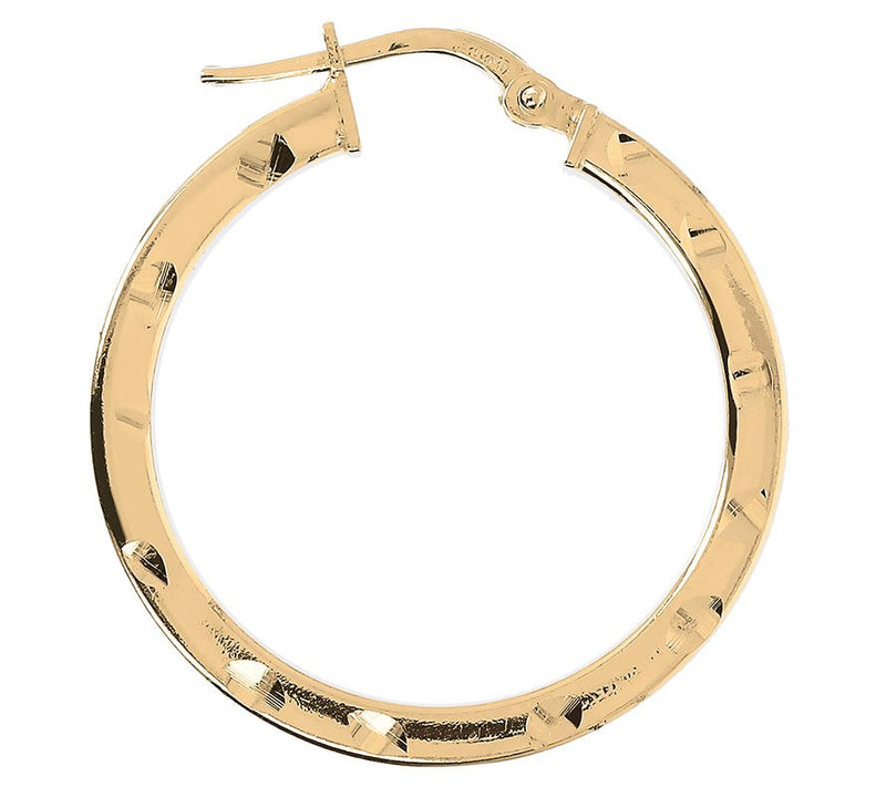 Veronese 18K Clad Diamond Cut 1" Round Hoop Earrings — View 2