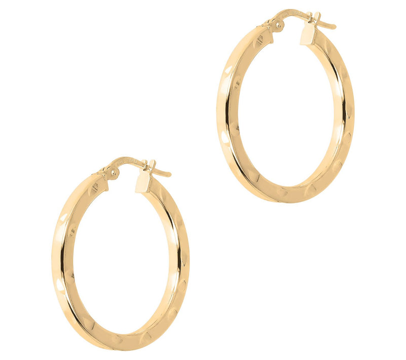 Veronese 18K Clad Diamond Cut 1" Round Hoop Earrings — Main view