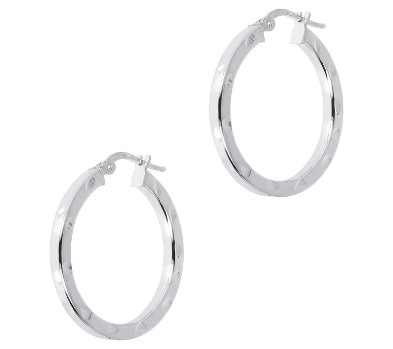 Veronese 18K Clad Diamond Cut 1" Round Hoop Earrings — View 6